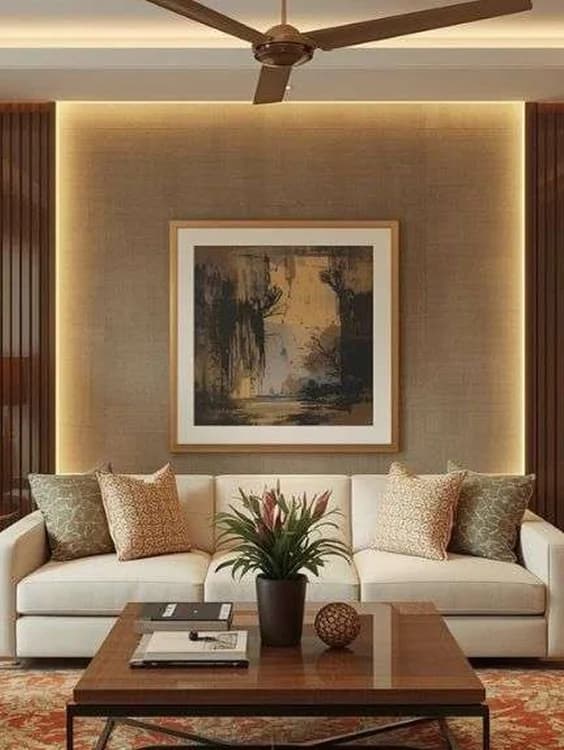 Charcoal Mid-century Modern Living Room Design with Glass Partition Screen - Image 2